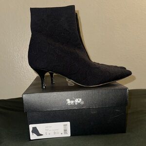Coach Jade Knit Black Heeled Boots